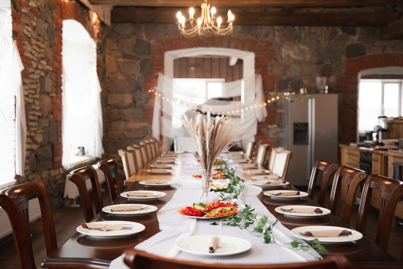 The back room, set for eighteen