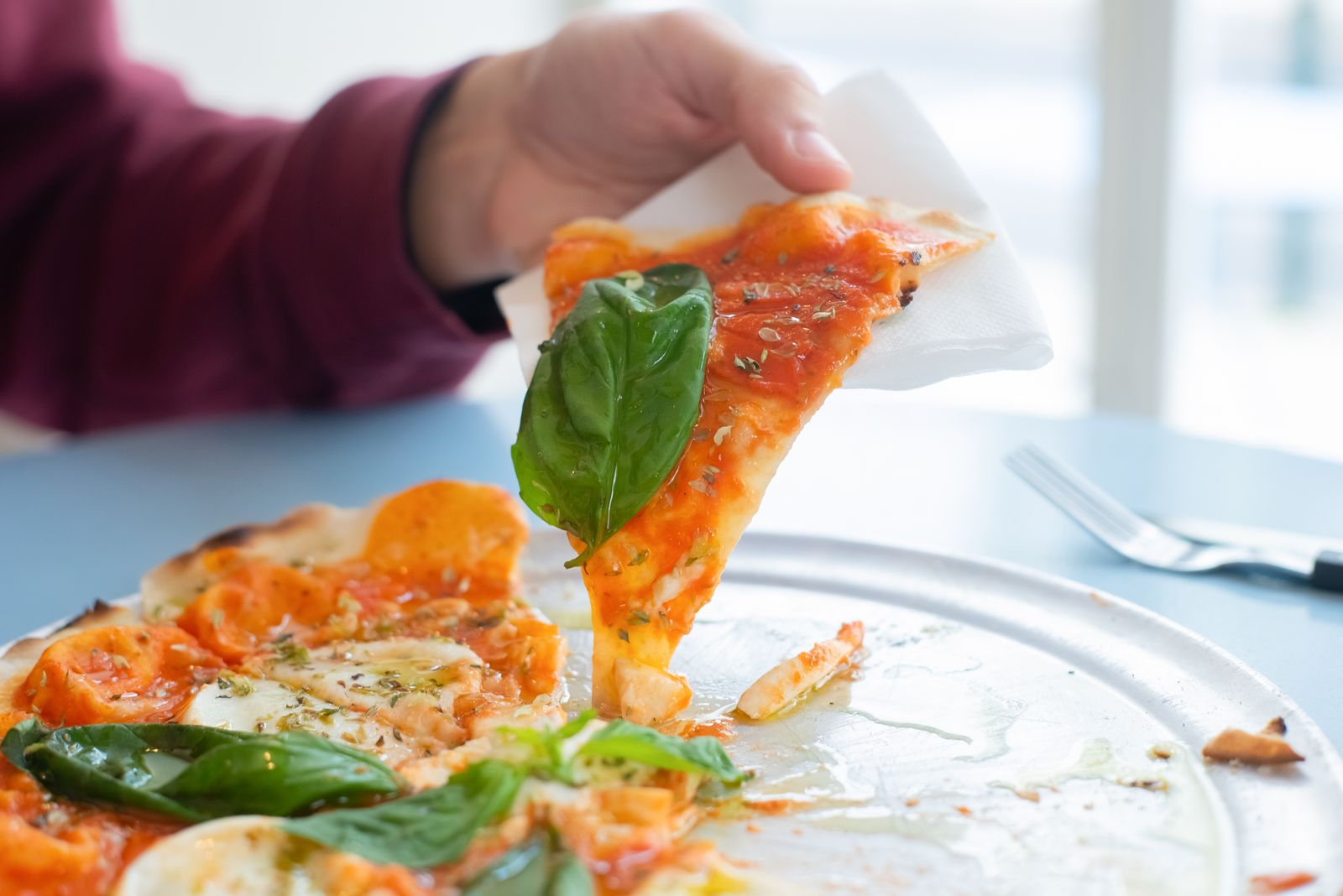 One slice, folded